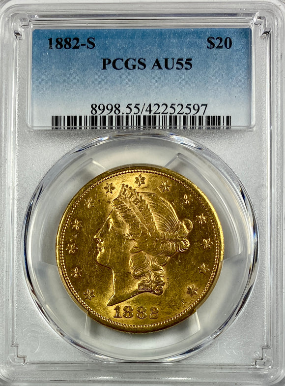 $20.00 1882 S GOLD LIBERTY AU-55 PCGS